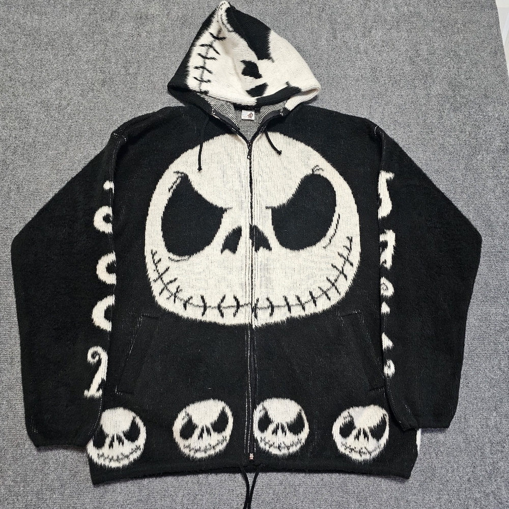 Tuntaquimba Artesanias Jack Skellington Mens Wool Zip Up Hoodie Jacket Ecuador - Picture 10 of 14